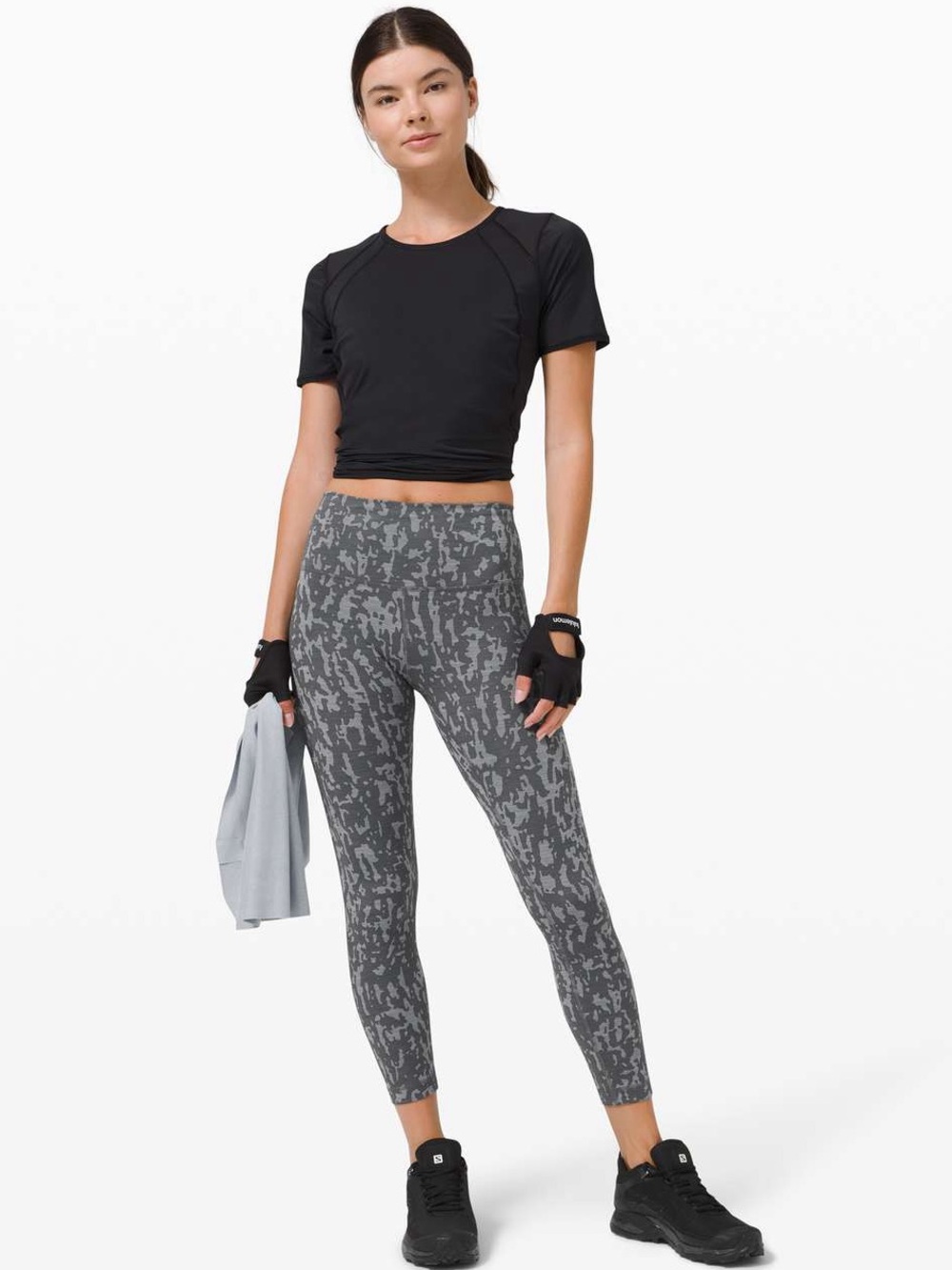 Lululemon Wunder Train High-Rise Tight 25" Print Heathered PU Black Asphalt Grey